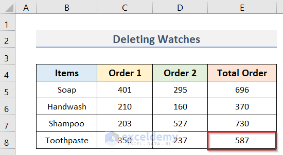 Delete Watches to Compress Excel File for Email