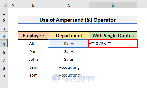 Use Ampersand to Concatenate Single Quotes in Excel