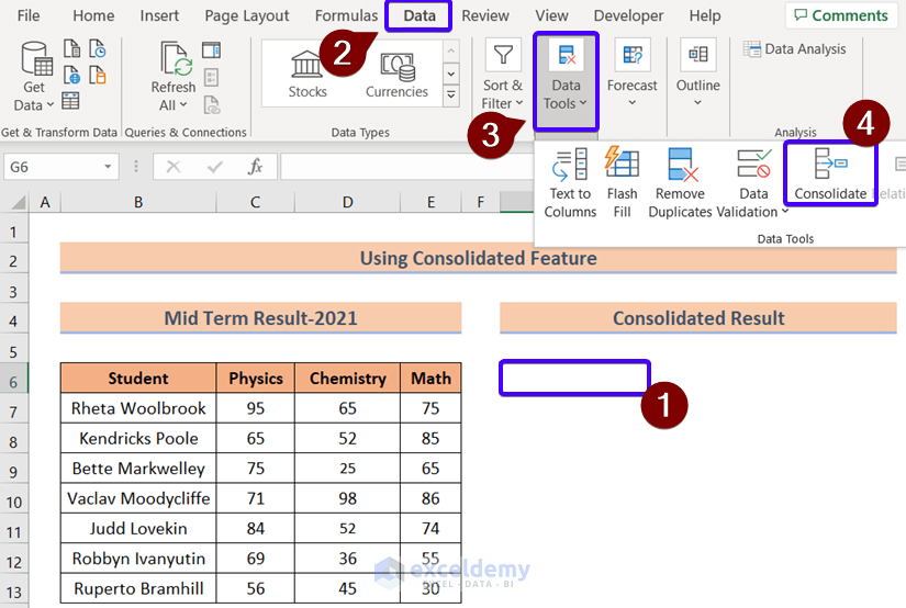 Using Consolidate Feature to Consolidate Data from Multiple Ranges in Excel
