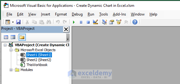 Opening the VBA Window to Create a Dynamic Chart Using Excel VBA