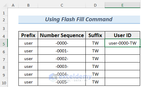 how to create a number sequence in excel with text