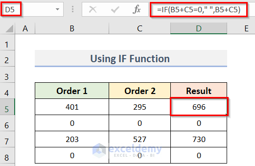 Use Formula with IF Function to Exclude Zero Values in Excel