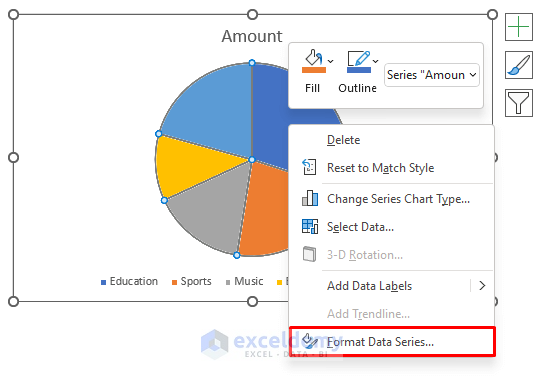 Use Format Data Series Option to Explode Pie Chart
