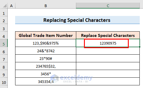 Replace Special Characters in Excel