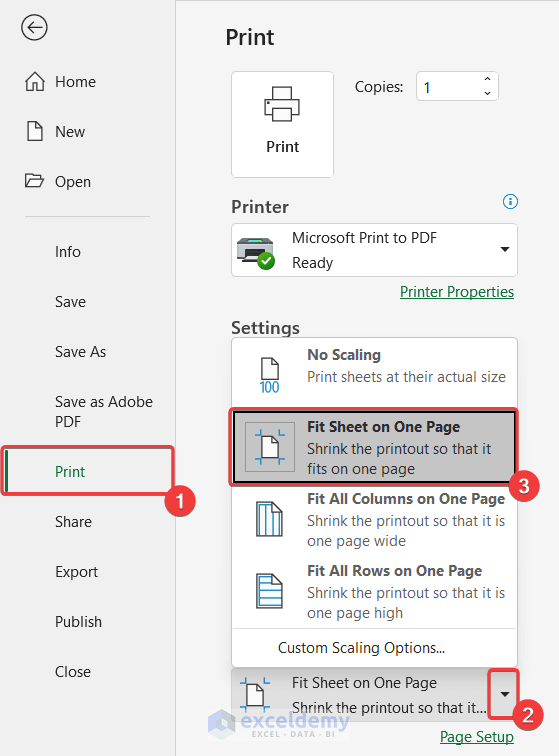 Changing Scaling Option from Print Window to Fit All Columns on One Page