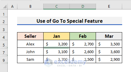 Hide Rows or Columns Containing Blank Cells with Go To Special Feature