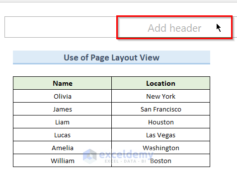 Using Page Layout View Style to Insert Page Number