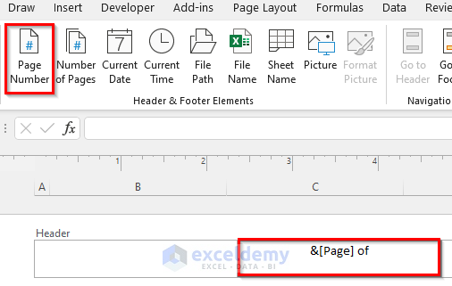 Using Page Layout View Style to Insert Page Number