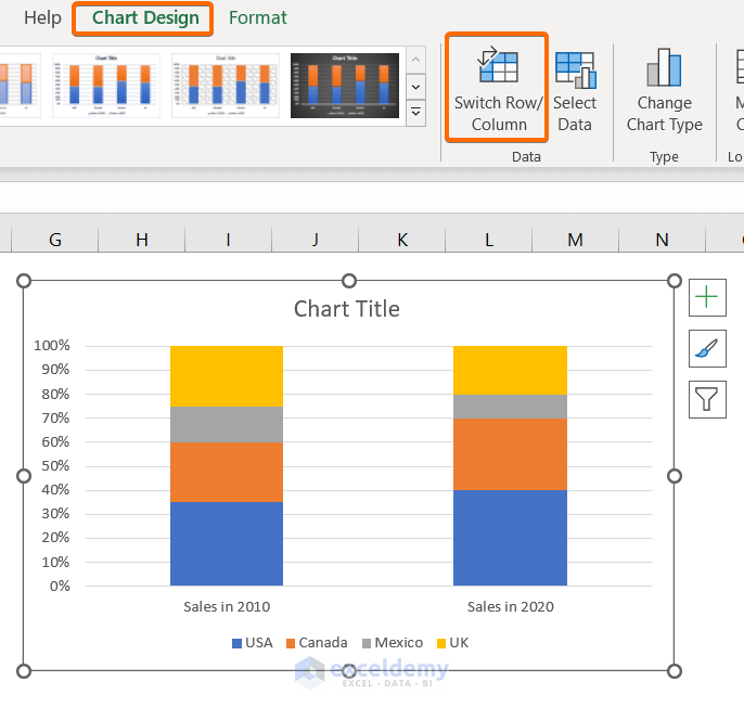 Make a 100% Stacked Column Chart in Excel