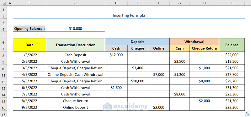 How to Make a Bank Ledger in Excel