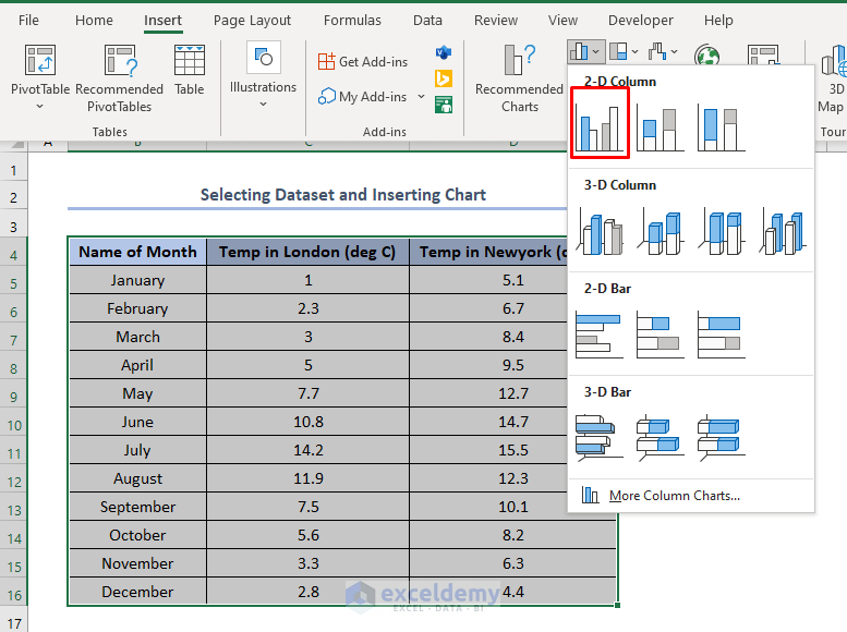 how to make a double bar graph in excel