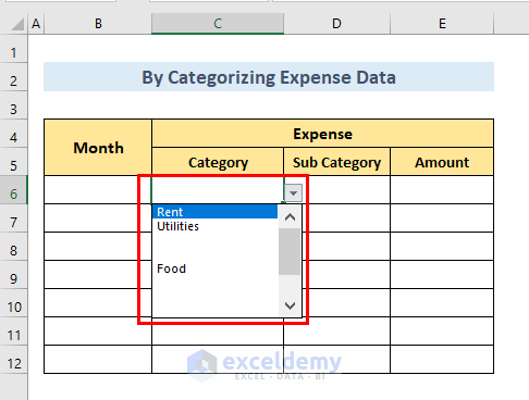 Categorize Expenses to Make an Expense Spreadsheet in Excel