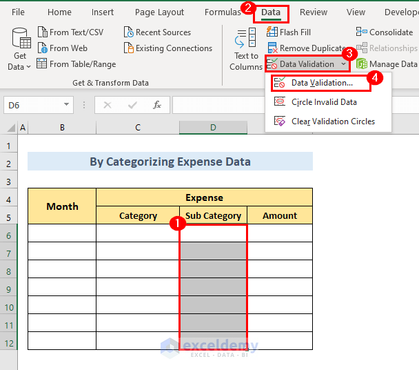 Categorize Expenses to Make an Expense Spreadsheet in Excel
