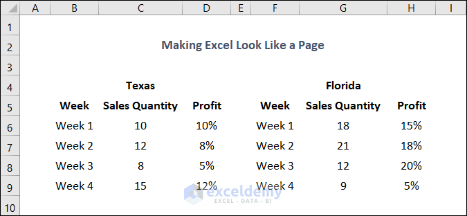 How to Make Excel Look Like a Page Removing Borders