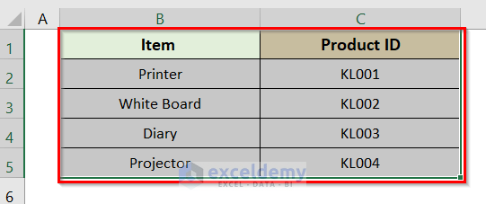 2. Apply Format as Table Option to Show First Row as Header