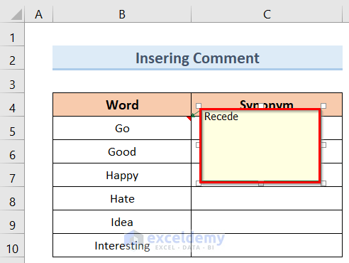 Make Flashcards in Excel by Inserting Comment