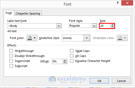 Change Font Size to Make Legend Markers Bigger in Excel