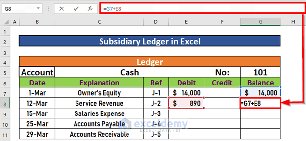 how to make subsidiary ledger in excel