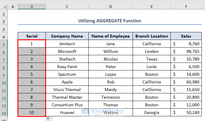  using AGGREGATE function