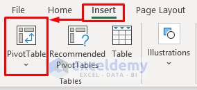 Insert Pivot Table to Plot Frequency Distribution in Excel