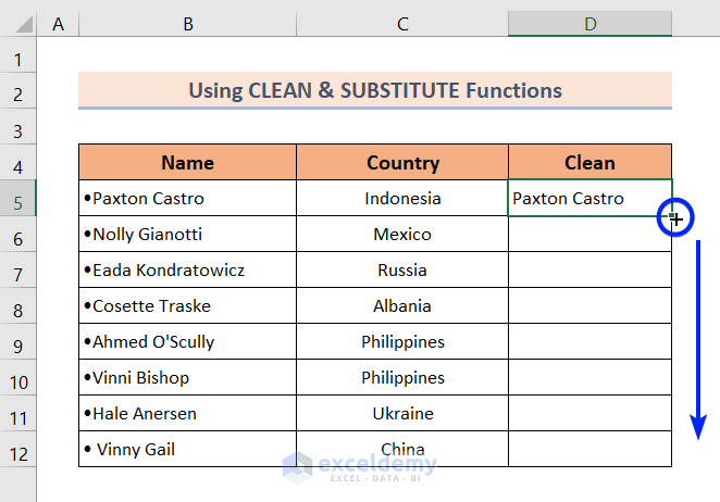 Combining CLEAN and SUBSTITUTE Functions to Remove Bullets and Numbering in Excel