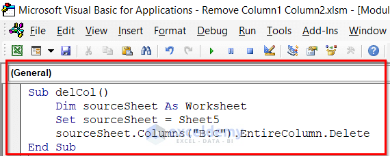 VBA Code to Remove Column1 and Column2