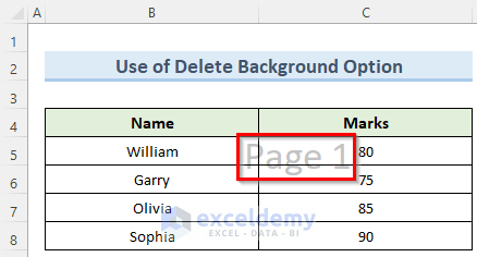 Using Delete Background Option to Remove Page 1 Watermark