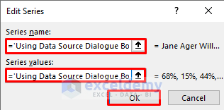 how to select data in different columns for an excel chart, using select data source dialogue box