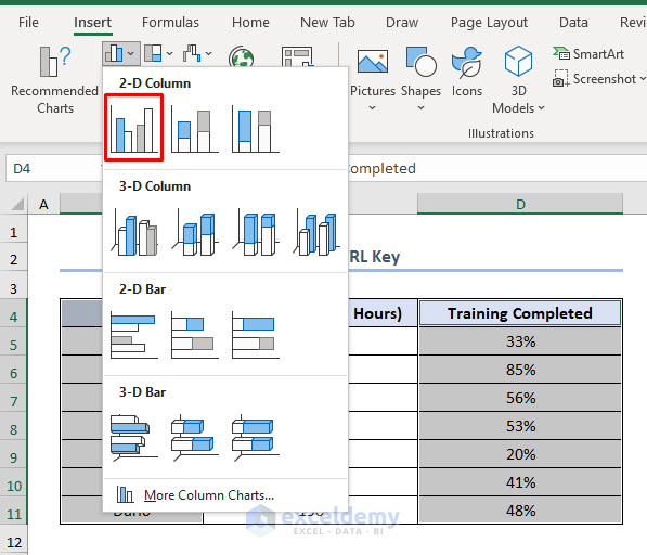 selecting data in different columns for an excel chart, using CTRL key