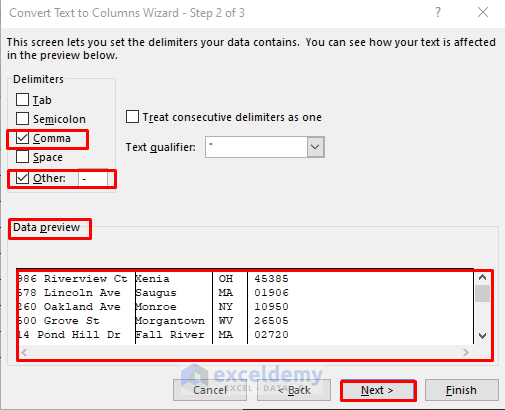 Use the ‘Text to Columns’ Option to Split Address in Excel