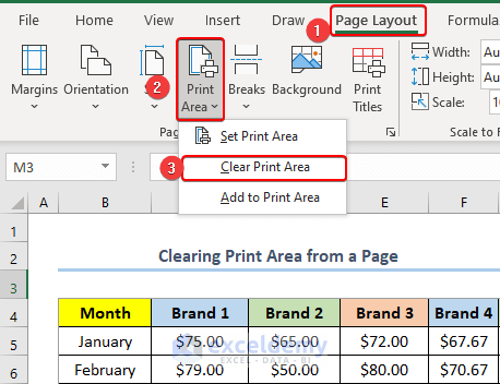 How to Clear Print Area in a Page in Excel