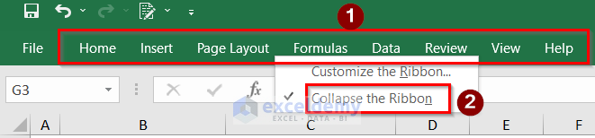 Showing Menu Bar in Excel