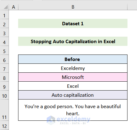 how to stop auto capitalization in excel