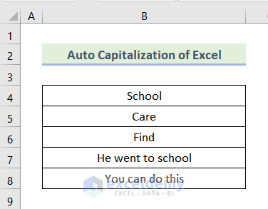 how to stop auto capitalization in excel