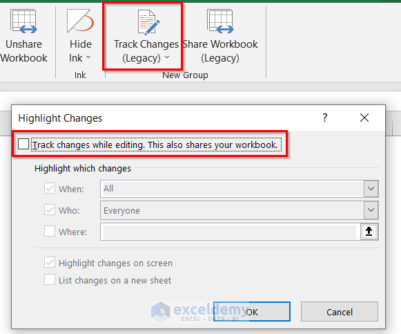 Turning Off Track Changes in Excel