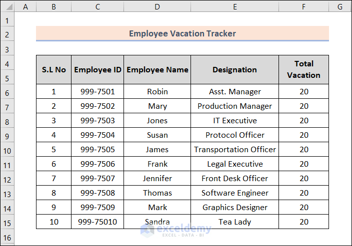 How to Track Employee Vacation Time in Excel