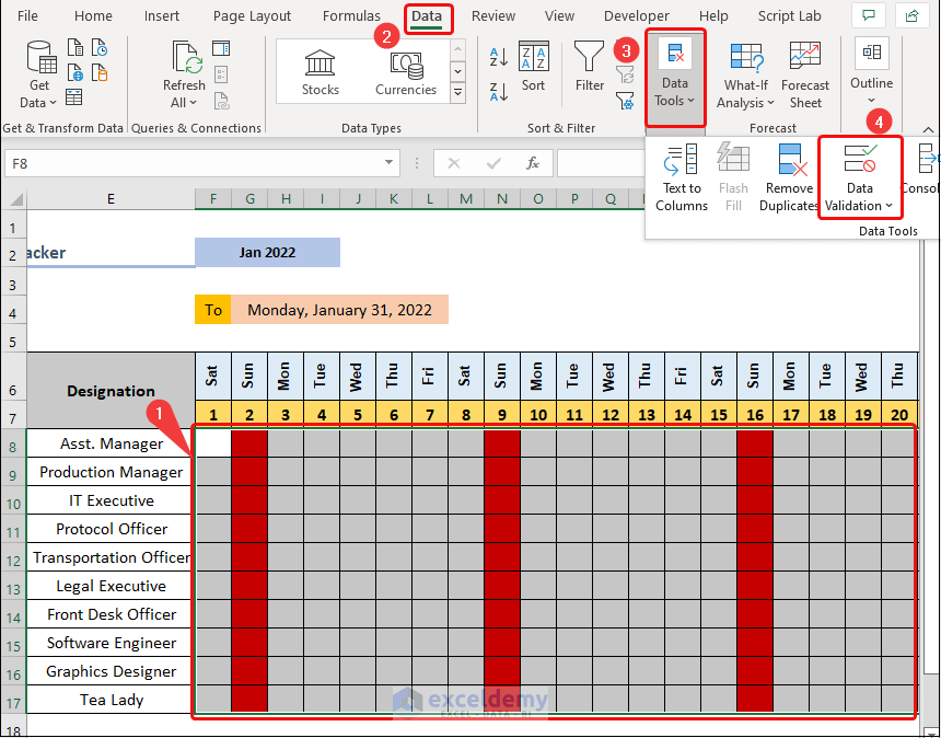 How to Track Employee Vacation Time in Excel Formatting Weekly Holidays