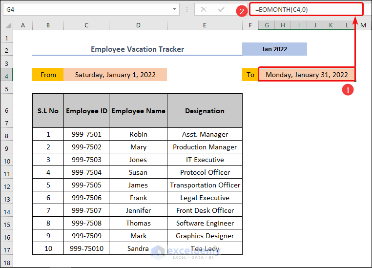 How to Track Employee Vacation Time in Excel Putting the Name of the Month