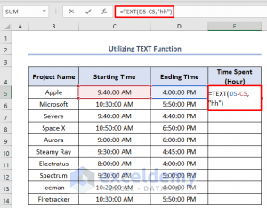 How to Track Time Spent on Projects in Excel (5 Useful Methods)