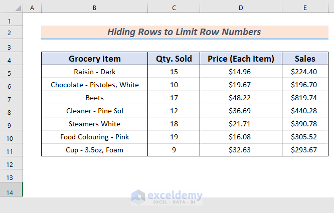 How to Limit the Number of Rows in Excel (3 Methods)