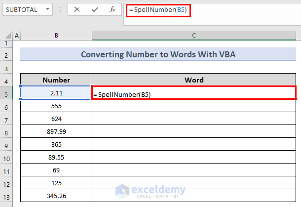 Convert Number to Words in Excel With VBA