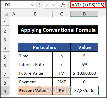 Calculate Present Value of Lump Sum in Excel