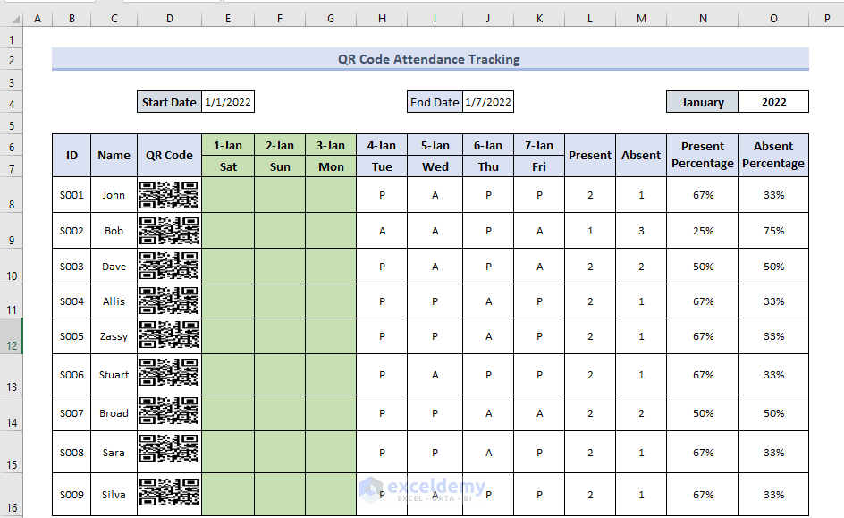 QR Code Attendance Tracking with Excel 