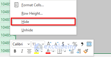 Hide Cells Outside Working Area in Excel