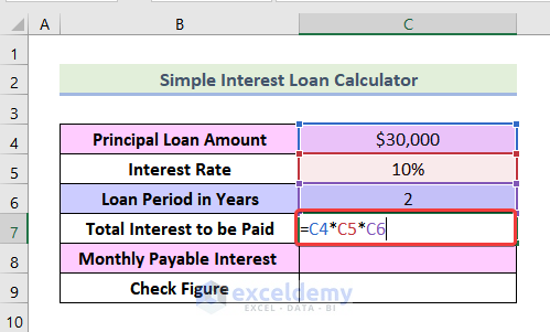 excel simple interest loan calculator payment schedule Compute the Total Interest to be Paid