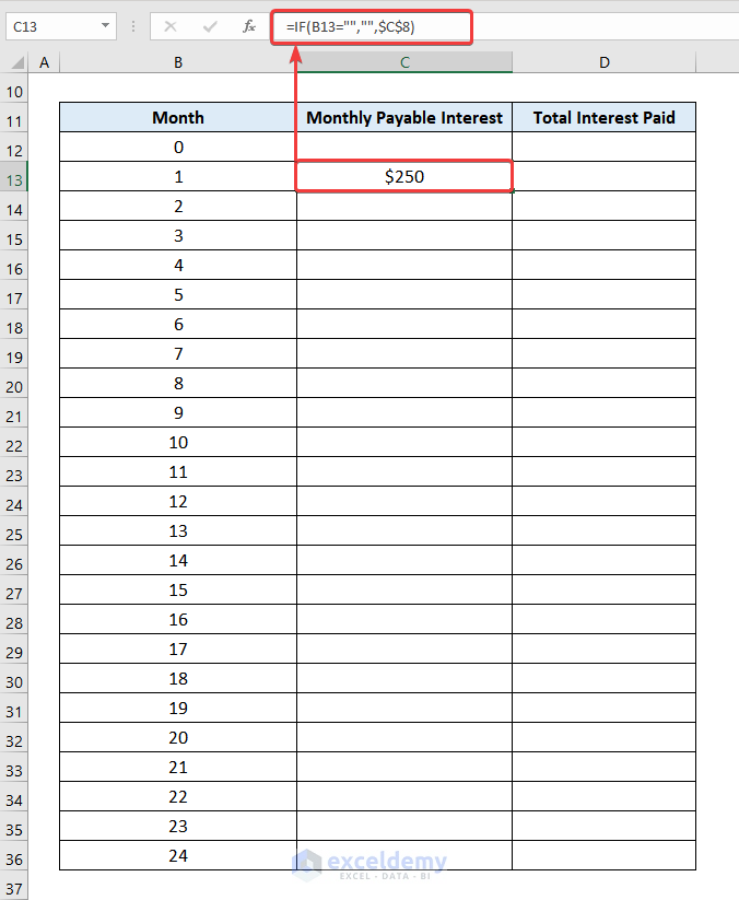 excel simple interest loan calculator payment schedule Determine the Monthly Payable Interest 
