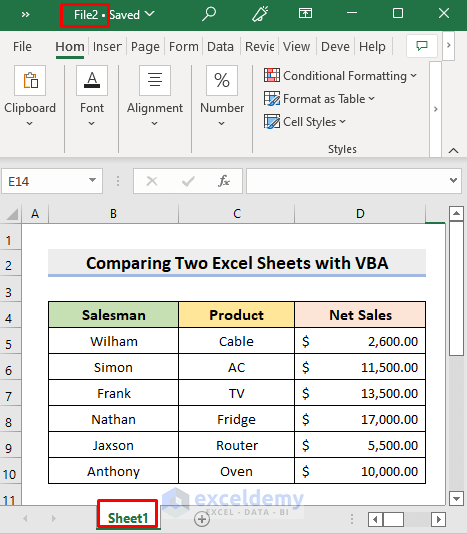Compare Two Sheets of Different Excel Files and Copy Differences with VBA