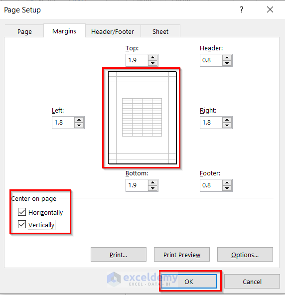 Modify Page Layout View in Excel