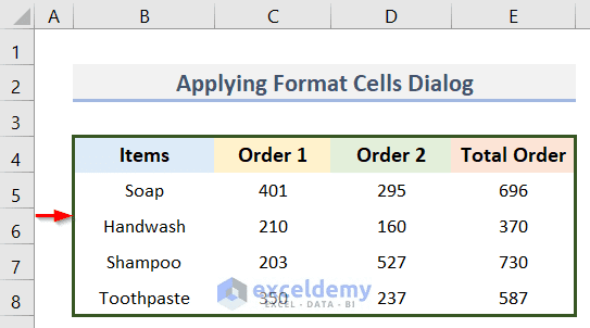 Output of Applying Border Using Format Cells