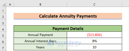  How to Calculate Annuity Payments in Excel